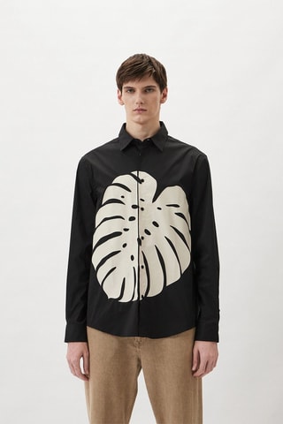 Camisa regular fit - Blanco y negro