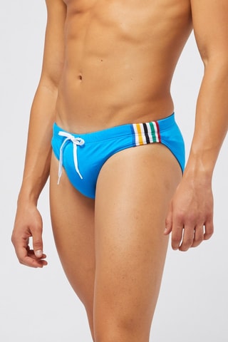 Bañador estilo slip - Blanco, azul y amarillo