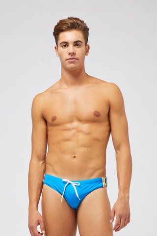 Bañador estilo slip - Blanco, azul y amarillo