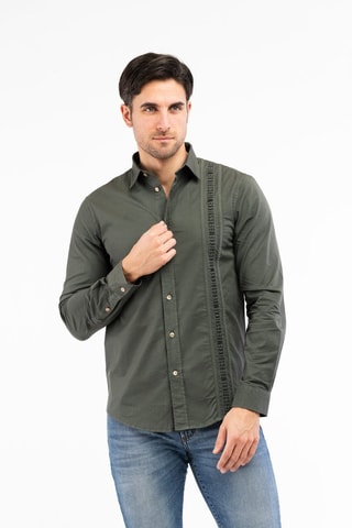 Camisa regular fit - Negro y verde