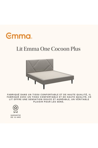 Ensemble matelas Emma Original + 2 oreillers Emma Original Adapt Thermorégulant + lit Emma One Cocoon Plus avec tête de lit + protège-matelas Imperméable Emma + couette 4 Saisons Emma
