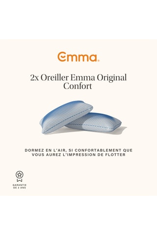 2 oreillers Emma Original Confort Elite - Blanc