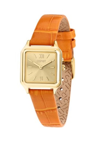 Orologio al quarzo in pelle - Arancione e dorato