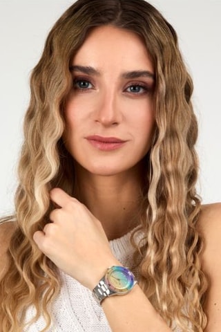 Orologio al quarzo in acciaio - Argentato e giallo