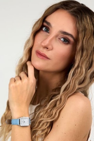 Orologio al quarzo in pelle - Blu e argentato