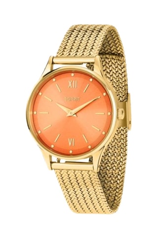 Orologio al quarzo in acciaio - Dorato e arancione