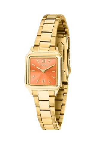 Orologio al quarzo in acciaio - Dorato e arancione