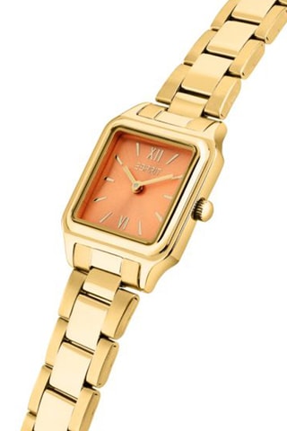 Orologio al quarzo in acciaio - Dorato e arancione