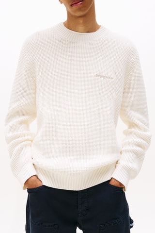 Pull regular en coton biologique - Ecru