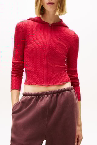 Gilet à capuche en coton biologique - Rouge