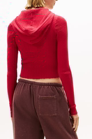 Gilet à capuche en coton biologique - Rouge