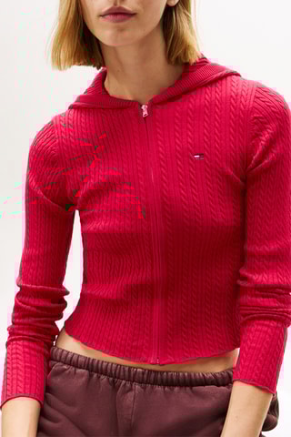 Gilet à capuche en coton biologique - Rouge