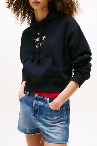 Sweat court en coton biologique - Bleu marine