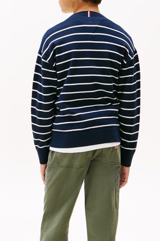 Pull en coton biologique - Bleu nuit et blanc