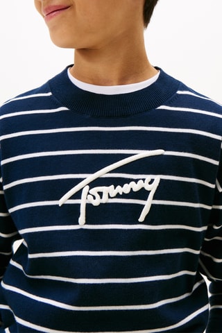 Pull en coton biologique - Bleu nuit et blanc