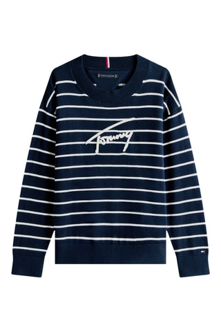 Pull en coton biologique - Bleu nuit et blanc