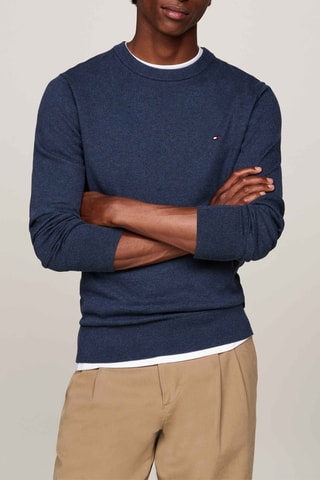 Pull en coton biologique et cachemire  - Bleu