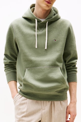 Sweat polaire à capuche - Vert olive chiné