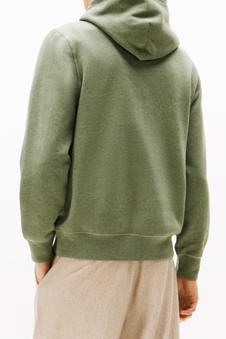 Sweat polaire à capuche - Vert olive chiné