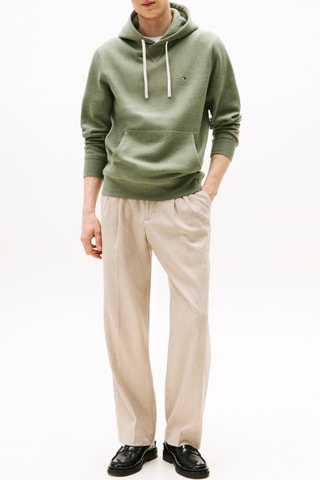 Sweat polaire à capuche - Vert olive chiné