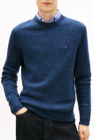 Pull en laine d'agneau - Bleu marine chiné