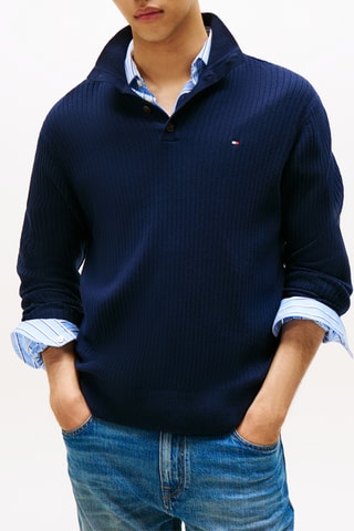 Pull en coton biologique et cachemire - Bleu marine