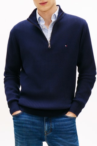 Pull en coton biologique et cachemire - Bleu marine