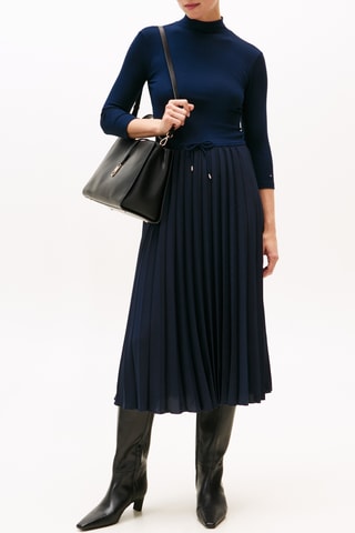 Robe plissée slim - Bleu marine