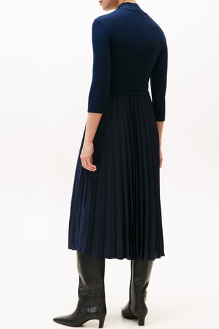 Robe plissée slim - Bleu marine