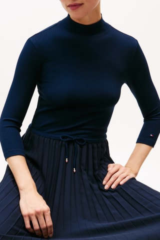 Robe plissée slim - Bleu marine