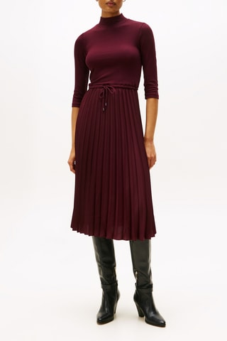 Robe plissée slim - Bordeaux