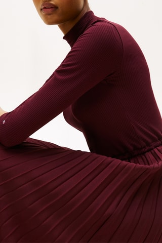 Robe plissée slim - Bordeaux