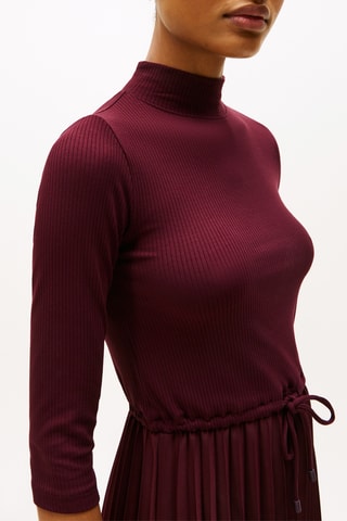 Robe plissée slim - Bordeaux