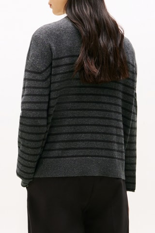 Pull relaxed en laine - Gris foncé chiné