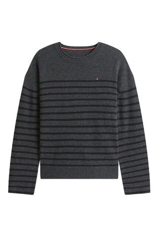 Pull relaxed en laine - Gris foncé chiné