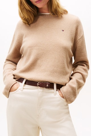 Pull relaxed en laine - Beige