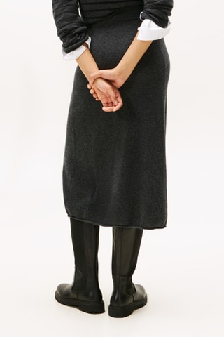 Jupe midi en laine - Gris foncé chiné