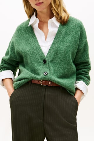 Gilet en laine et coton biologique - Vert chiné