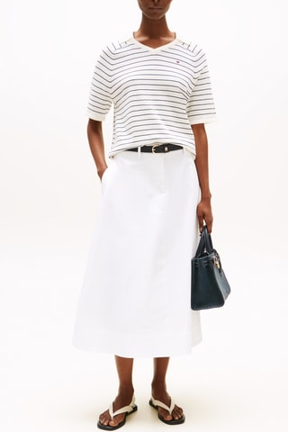 Jupe midi en coton biologique - Blanc