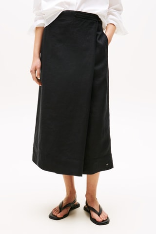 Jupe portefeuille en lin - Noir