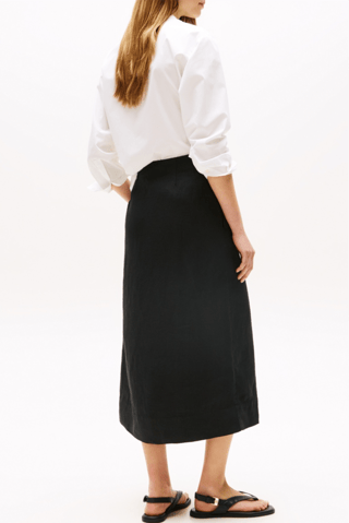 Jupe portefeuille en lin - Noir