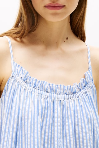 Robe trapèze en coton biologique - Ciel et blanc