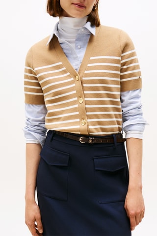 Gilet en coton biologique - marron clair et blanc