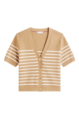 Gilet en coton biologique - marron clair et blanc