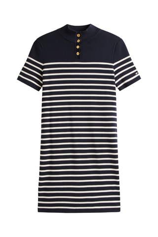 Robe t-shirt en coton biologique - Bleu marine et blanc