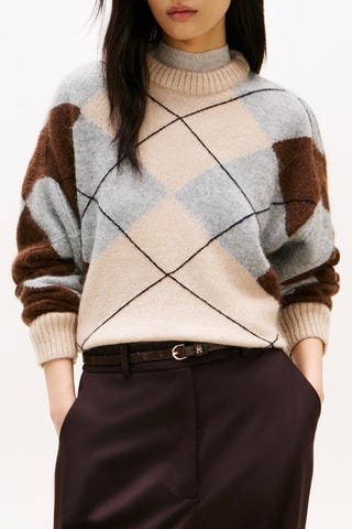 Pull en alpaga - Marron foncé et gris chiné