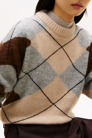 Pull en alpaga - Marron foncé et gris chiné