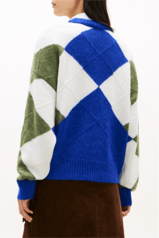 Pull en alpaga - Bleu cobalt et kaki