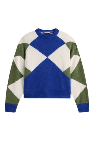 Pull en alpaga - Bleu cobalt et kaki