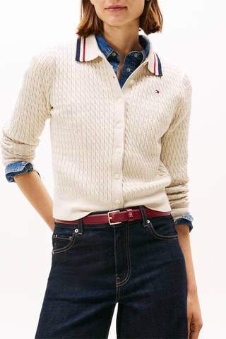 Gilet en coton biologique - Ecru et bleu marine